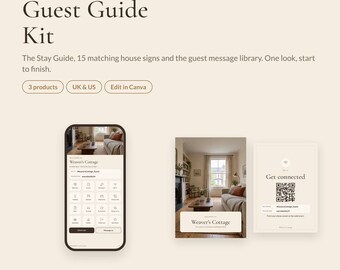 Airbnb Welcome Book Bundle | Phone Guest Guide, Printable House Manual, 15 House Signs & Guest Messages | Vacation Rental Host Kit | Canva
