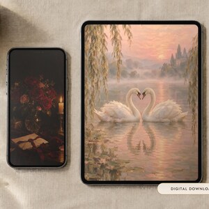 Valentines Wallpaper Bundle, 7 Oil Paintings | Romantic iPhone, iPad and Desktop Wallpaper Set | Vintage Romance | Digital Download