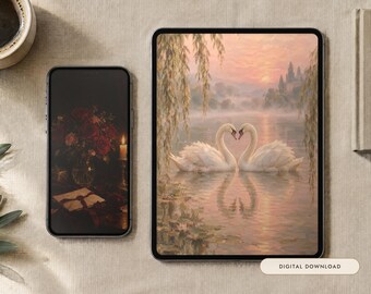 Valentines Wallpaper Bundle, 7 Oil Paintings | Romantic iPhone, iPad and Desktop Wallpaper Set | Vintage Romance | Digital Download