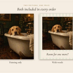 Yellow Labrador Bathroom Wall Art, Funny Dog Oil Painting Print (Digital Download) image 3