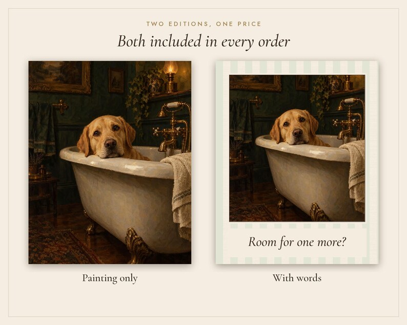 Yellow Labrador Bathroom Wall Art, Funny Dog Oil Painting Print (Digital Download) image 3