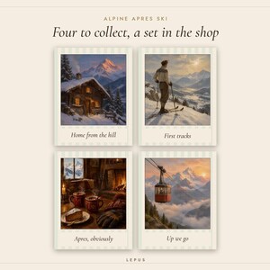 Red Cable Car Print, Vintage Alpine Oil Painting, Ski Wall Art (Digital Download) image 8