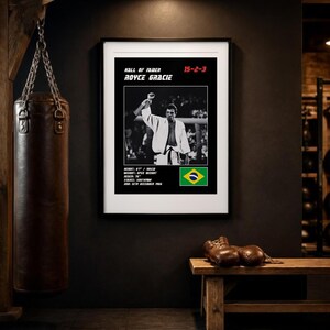 Royce Gracie MMA Poster | Hall of Famer Fight Wall Art Print | Black and White Editions | Digital Download image 3