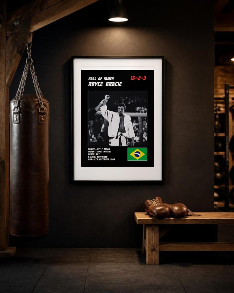Royce Gracie MMA Poster | Hall of Famer Fight Wall Art Print | Black and White Editions | Digital Download image 3
