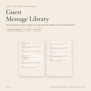 Airbnb Guest Message Templates | 10 Host Messages + 5 Replies | Check In, Check Out, Review Reply | Vacation Rental | Word Google Docs image 2