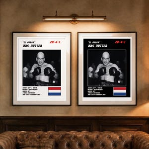 Plakat MMA Basa Ruttena | Grafika ścienna do walki El Guapo | Edycje czarno-białe | Pobieranie cyfrowe zdjęcie 4