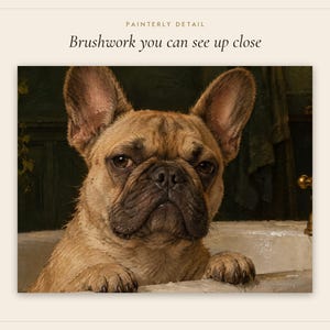 French Bulldog Bathroom Wall Art, Funny Dog Oil Painting Print (Digital Download) image 5