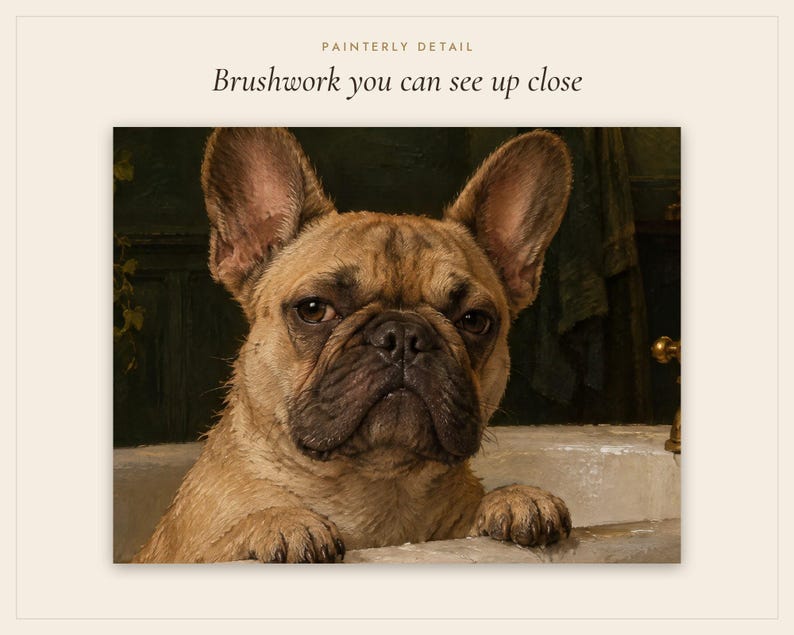 French Bulldog Bathroom Wall Art, Funny Dog Oil Painting Print (Digital Download) image 5