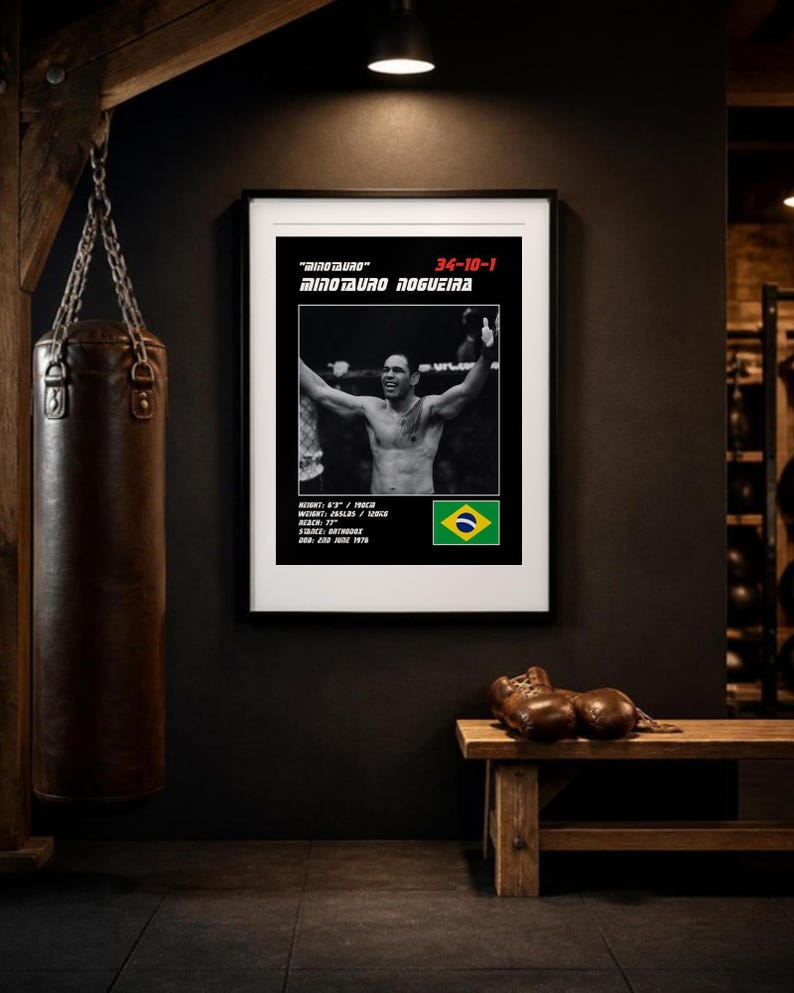 Minotauro Nogueira MMA Poster | Minotauro Fight Wall Art Print | Black and White Editions | Digital Download image 3