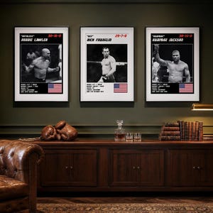 Set de 3 pósteres de MMA / Artistas del nocaut / Robbie Lawler, Rich Franklin, Rampage Jackson / Arte mural de lucha / Descarga digital imagen 3
