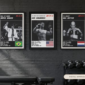 MMA Poster Set of 3 | The Pioneers | Royce Gracie, Ken Shamrock, Bas Rutten | Fight Wall Art | Digital Download image 1