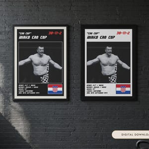 Mirko Cro Cop MMA Poster | Cro Cop Fight Wall Art Print | Black and White Editions | Digital Download image 1