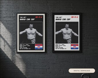 Mirko Cro Cop MMA Poster | Cro Cop Fight Wall Art Print | Black and White Editions | Digital Download