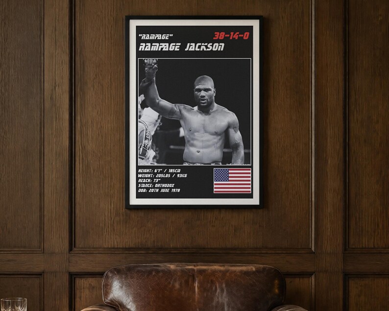 Rampage Jackson MMA Poster | Rampage Fight Wall Art Print | Black and White Editions | Digital Download image 2