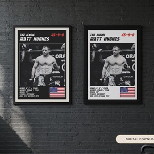 Matt Hughes MMA Poster | Gym Wall Art Print | White and Black Editions | Digital Download