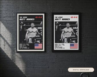 Matt Hughes MMA-poster | Muurdecoratie voor de sportschool | Zwart-wit editie | Digitale download