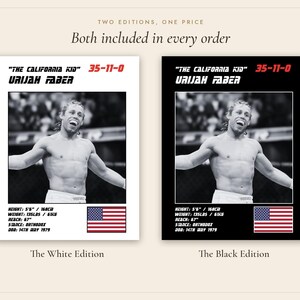Plakat MMA Urijaha Fabera | Grafika ścienna „The California Kid Fight” | Edycje czarno-białe | Pobieranie cyfrowe zdjęcie 5