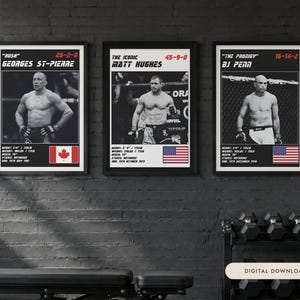 MMA Poster Set of 3 | The Welterweight Kings | St Pierre, Hughes, Penn | Gym Wall Art Bundle | Digital Download image 1