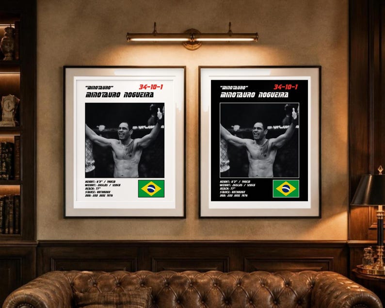 Minotauro Nogueira MMA Poster | Minotauro Fight Wall Art Print | Black and White Editions | Digital Download image 4