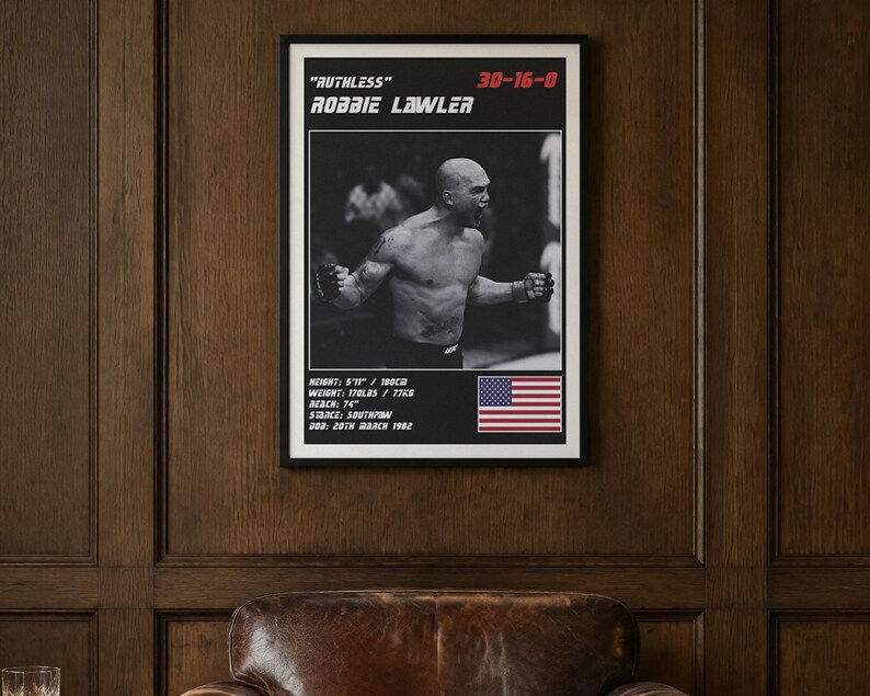 Robbie Lawler MMA Poster | Ruthless Fight Wall Art Print | Black and White Editions | Digital Download image 2