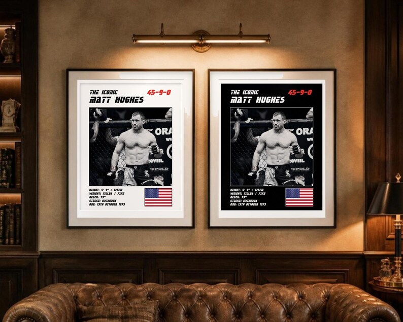 Poster di Matt Hughes per MMA / Stampa artistica da parete per palestra / Edizioni in bianco e nero / Download digitale immagine 4