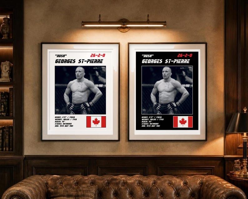 Georges St Pierre MMA Poster | Gym Wall Art Print | White and Black Editions | Digital Download image 4