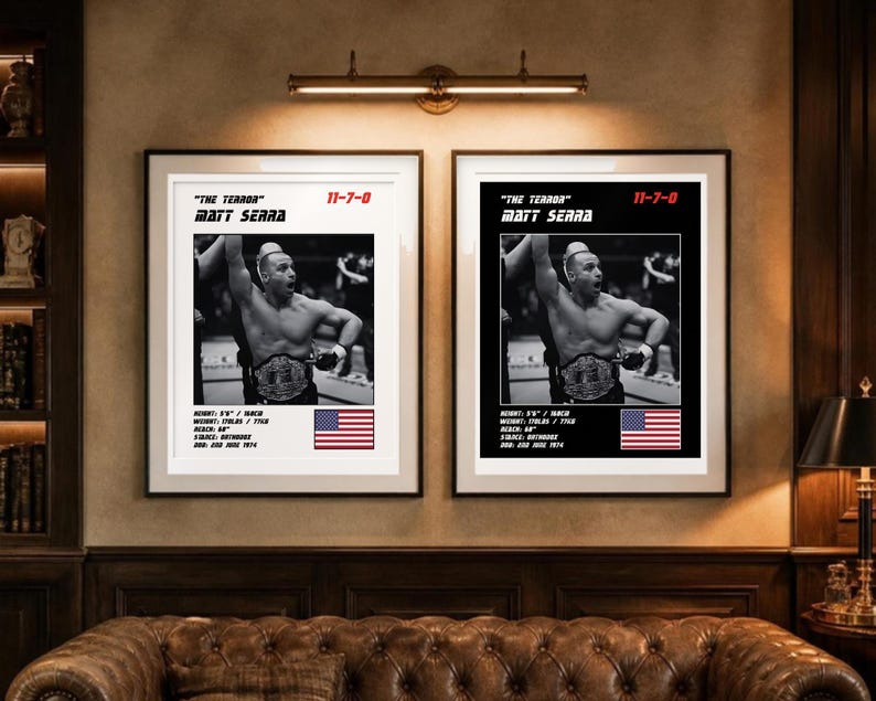Matt Serra MMA Poster | The Terror Fight Wall Art Print | Black and White Editions | Digital Download image 4