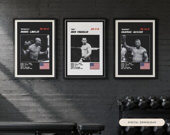 Set van 3 MMA-posters | Knockout-artiesten | Robbie Lawler, Rich Franklin, Rampage Jackson | Gevechtsmuurdecoratie | Digitale download