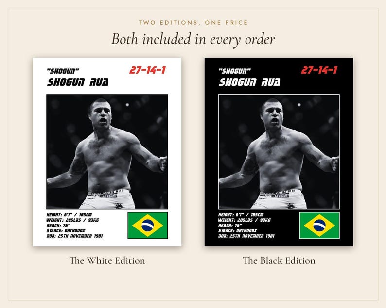Shogun Rua MMA Poster | Shogun Fight Wall Art Print | Black and White Editions | Digital Download image 5