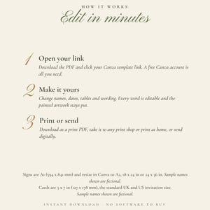 Painted Olive Wedding Suite Bundle, Seating Chart, Welcome Sign, Invitation, Table Numbers, Menu, Editable Canva Templates image 5