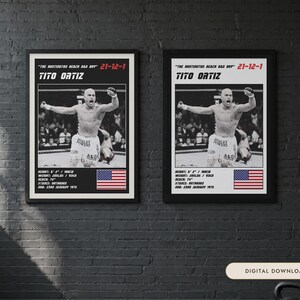 Tito Ortiz MMA Poster | Gym Wall Art Print | White and Black Editions | Digital Download image 1