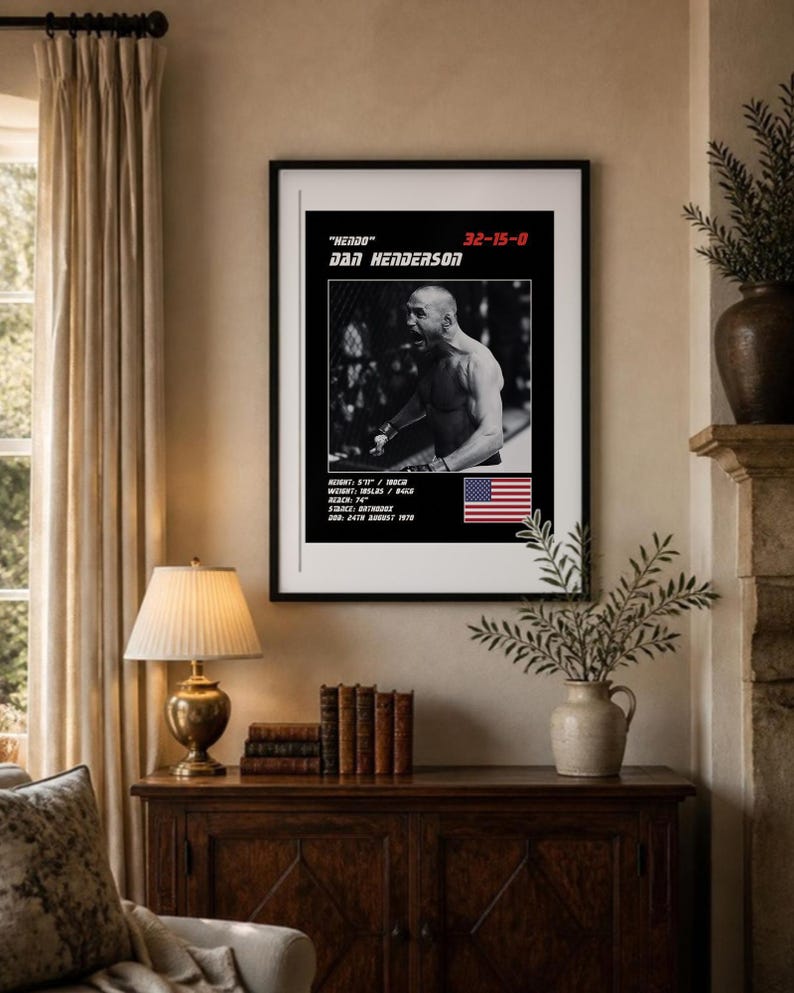 Dan Henderson MMA Poster | Hendo Fight Wall Art Print | Black and White Editions | Digital Download image 3