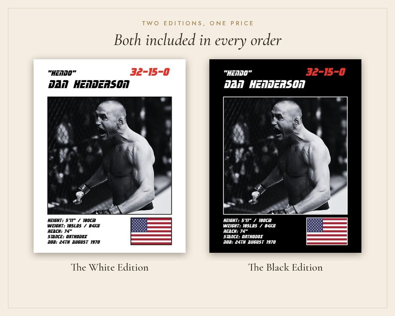 Dan Henderson MMA Poster | Hendo Fight Wall Art Print | Black and White Editions | Digital Download image 5