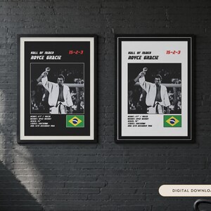Royce Gracie MMA Poster | Hall of Famer Fight Wall Art Print | Black and White Editions | Digital Download image 1