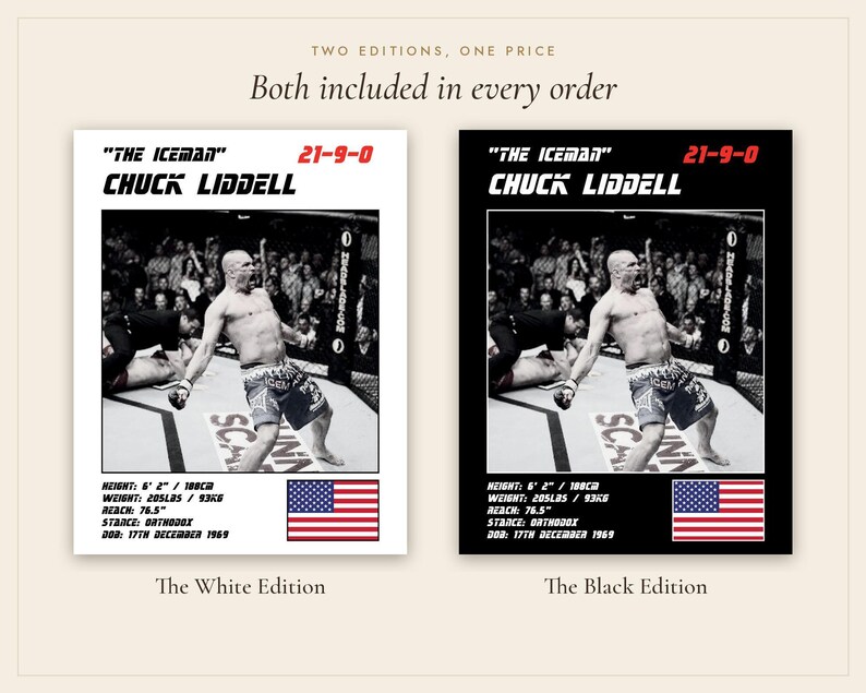 Chuck Liddell MMA-Poster | Kunstdruck für die Fitnessstudio-Wand | Schwarz-Weiß-Version | Digitaler Download Bild 5