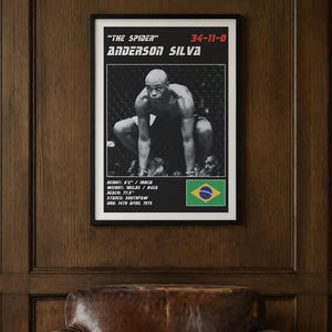 アンダーソン・シウバ MMA ポスター | ジム用ウォールアートプリント | 白黒版 | デジタルダウンロード 画像 2