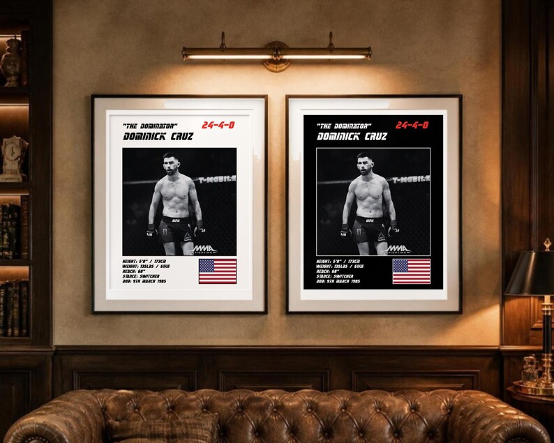 Póster de Dominick Cruz MMA / Lámina decorativa de la pelea "The Dominator" / Ediciones en blanco y negro / Descarga digital imagen 4