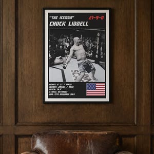 Chuck Liddell MMA-Poster | Kunstdruck für die Fitnessstudio-Wand | Schwarz-Weiß-Version | Digitaler Download Bild 2