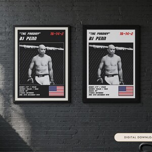 BJ Penn MMA Poster | Gym Wall Art Print | White and Black Editions | Digital Download