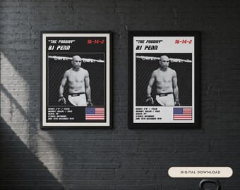 BJ Penn MMA-poster | Muurdecoratie voor de sportschool | Zwart-wit editie | Digitale download