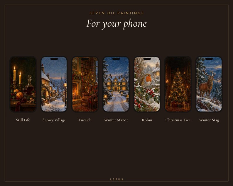 Christmas Still Life Wallpaper | Oil Painting Christmas Phone, iPad and Desktop Background | Cozy Dark Academia Aesthetic | Digital Download image 4
