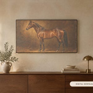 Frame TV Art: The Bay Horse, Antique Horse Oil Painting (Digital Download) image 1