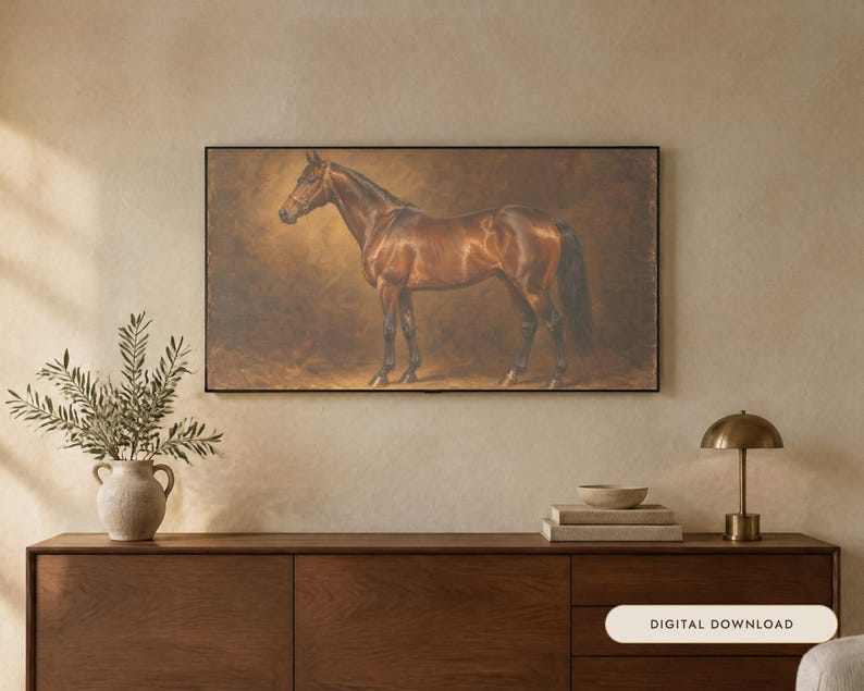 Frame TV Art: The Bay Horse, Antique Horse Oil Painting (Digital Download) image 1