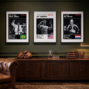 MMA Poster Set of 3 | The Pioneers | Royce Gracie, Ken Shamrock, Bas Rutten | Fight Wall Art | Digital Download image 3