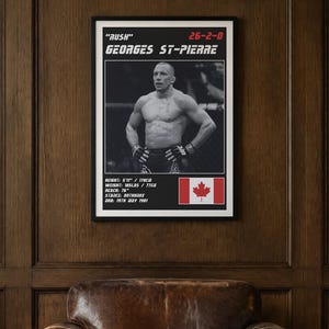 Georges St Pierre MMA Poster | Gym Wall Art Print | White and Black Editions | Digital Download image 2