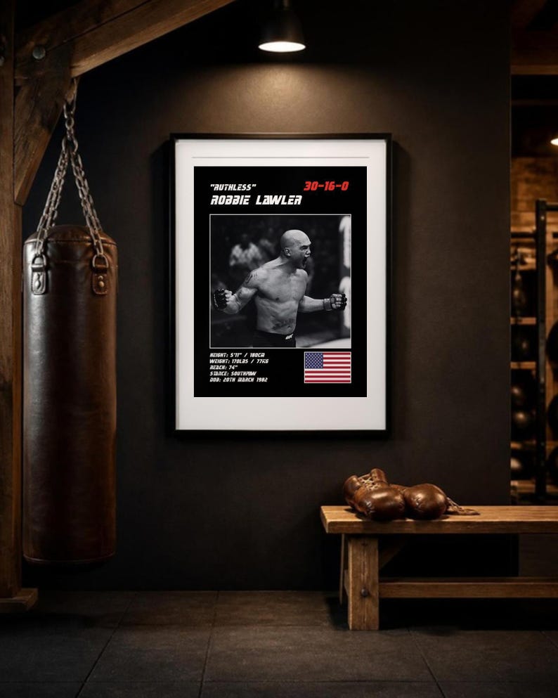 Robbie Lawler MMA Poster | Ruthless Fight Wall Art Print | Black and White Editions | Digital Download image 3