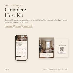 Kompletny pakiet dla gospodarzy Airbnb | Księga powitalna, tabliczki informacyjne, wiadomości dla gości, lista kontrolna sprzątania i śledzenie dochodów | Zestaw startowy dla wynajmujących na wakacje zdjęcie 2