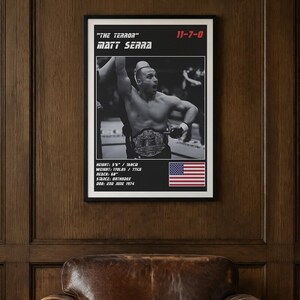 Matt Serra MMA Poster | The Terror Fight Wall Art Print | Black and White Editions | Digital Download image 2