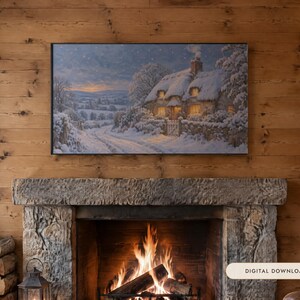 Winter Frame TV Art Set of 7, Snowy Oil Paintings (Digital Download) image 1