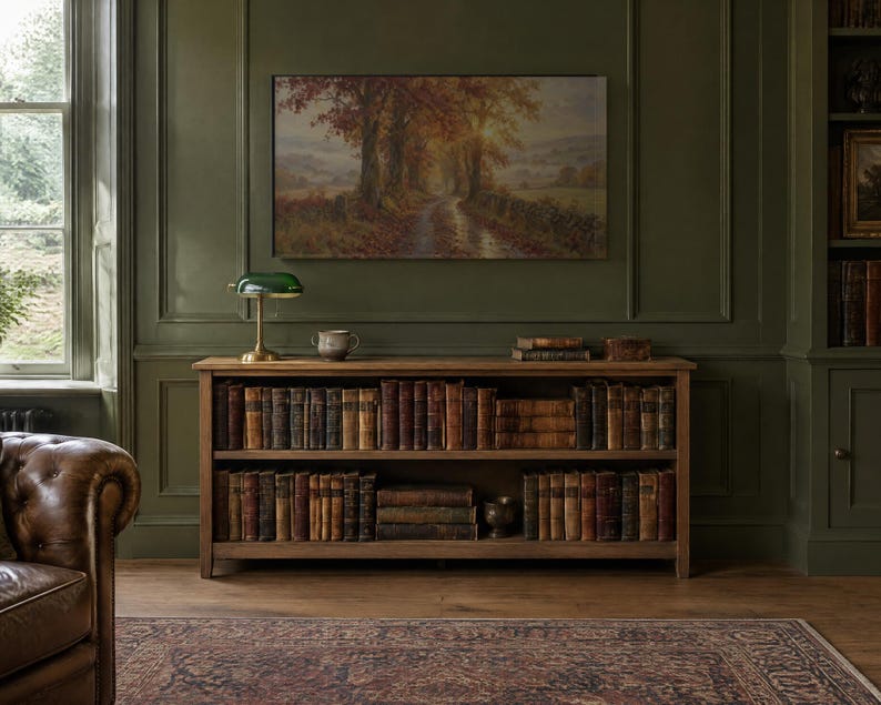 Frame TV Art: Autumn Country Lane, Moody Fall Oil Painting (Digital Download) image 2